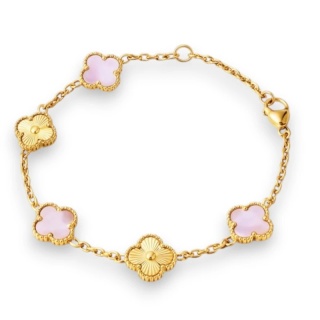 Bransoletka na rękę stal chirurgiczna pozłacana 14k złotem, koniczynka