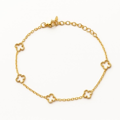 Bransoletka na rękę stal chirurgiczna pozłacana 14k złotem, koniczynka