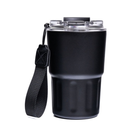 Czarny Kubek Termiczny 360ml Peterson – Stal Nierdzewna 304, Słomka i Ustnik