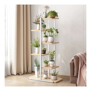 Kwietnik Biało-Brązowy 113x60x20cm – Regał na Kwiaty z 6 Półkami SZ16B