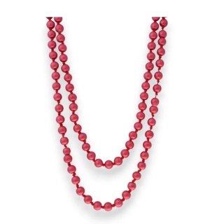 Naszyjnik Amarantowe Korale Długie – Pozłacana Stal Szlachetna PVD, do Podwójnego Zawinięcia