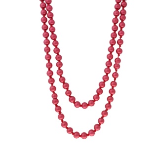 Naszyjnik Amarantowe Korale Długie – Pozłacana Stal Szlachetna PVD, do Podwójnego Zawinięcia