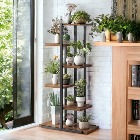 Stojak na Rośliny – 6-Półkowy Kwietnik do Domu i na Balkon