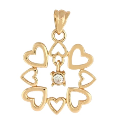 Zawieszka Pozłacana Serduszka z Cyrkonią – Stal Szlachetna PVD, Hipoalergiczna
