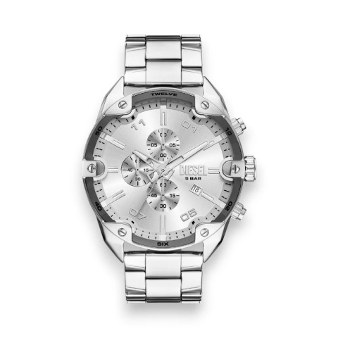 Zegarek Męski Diesel Spiked DZ4677 Chronograph – Srebrny Stalowy + Box