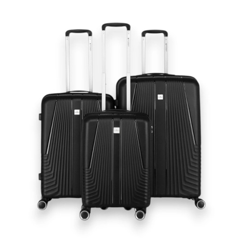 Zestaw walizek podróżnych z tworzywa ABS w czarnym kolorze - Peterson