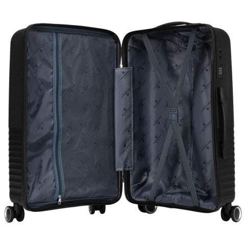 Zestaw walizek podróżnych z tworzywa ABS w czarnym kolorze - Peterson