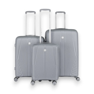 Zestaw walizek podróżnych z tworzywa ABS w szarym kolorze - Peterson