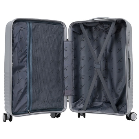 Zestaw walizek podróżnych z tworzywa ABS w szarym kolorze - Peterson