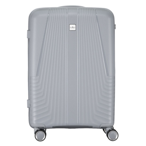 Zestaw walizek podróżnych z tworzywa ABS w szarym kolorze - Peterson