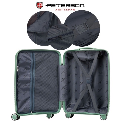 Zestaw walizek podróżnych z tworzywa ABS w zielonym kolorze - Peterson