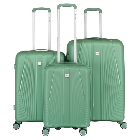 Zestaw walizek podróżnych z tworzywa ABS w zielonym kolorze - Peterson