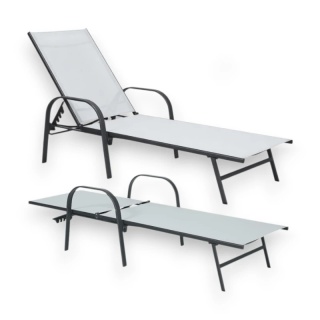 Leżak Ogrodowy LE05SZ – Regulowany, Wodoodporny, z Podłokietnikami