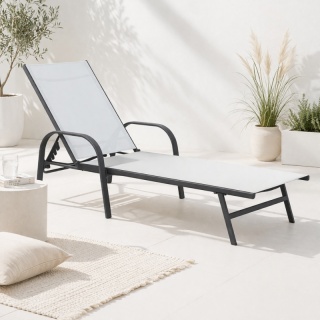 Leżak Ogrodowy LE05SZ – Regulowany, Wodoodporny, z Podłokietnikami