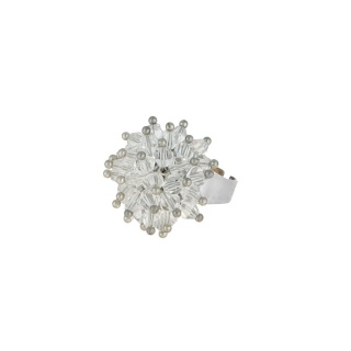 Srebrny pierścionek z koralików – stal szlachetna, rozmiar uniwersalny