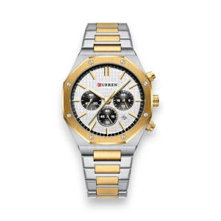 Zegarek Męski Curren 8440 – Srebrno-Złoty Chronograf z Datownikiem