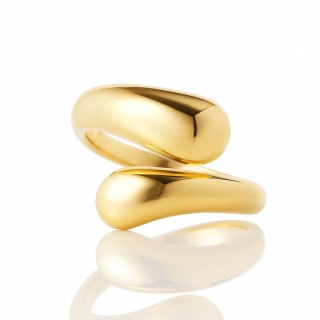 Złoty Pierścionek Regulowany Stal Chirurgiczna PST969 – Szeroki