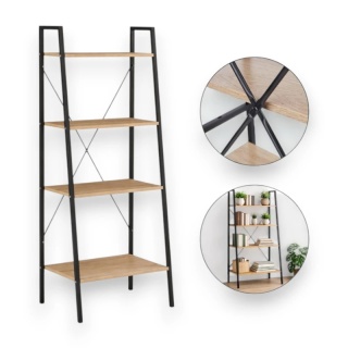 Loftowy regał 4-poziomowy 60x147 cm – czarny stelaż, jasny brąz