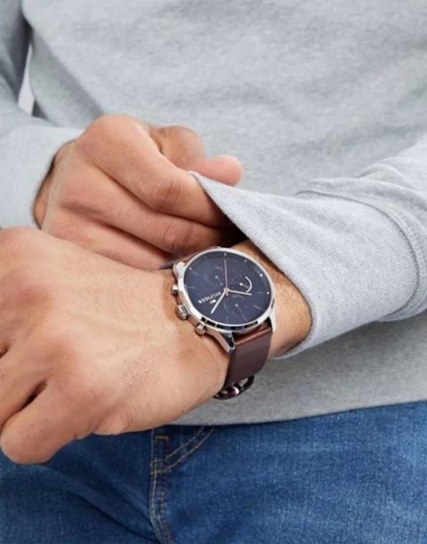 Zegarek Męski Tommy Hilfiger 1791487 Chase | Brązowy Skórzany Pasek