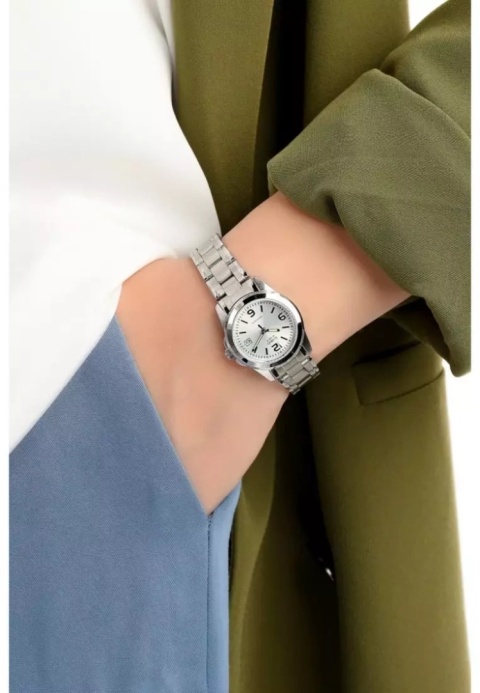 Zegarek damski Casio LTP-1215A-7ADF – Klasyczny, Srebrny z Datownikiem