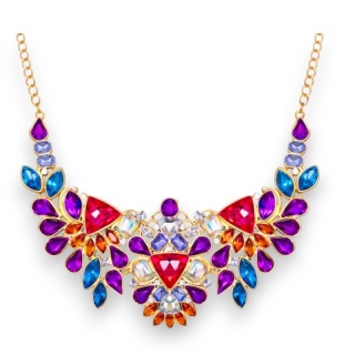 Efektowny Naszyjnik Kolia Kolorowe Kryształy N1087KOL