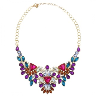 Efektowny Naszyjnik Kolia Kolorowe Kryształy N1087KOL