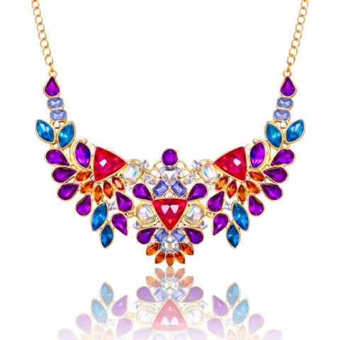 Efektowny Naszyjnik Kolia Kolorowe Kryształy N1087KOL