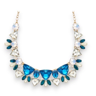 Efektowny Naszyjnik Kolia N1096 – Turkusowe i Zielone Kryształy