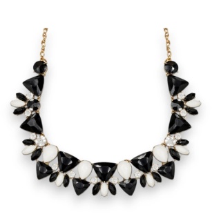 Efektowny naszyjnik KOLIA kryształy czarno białe, złoty N1095
