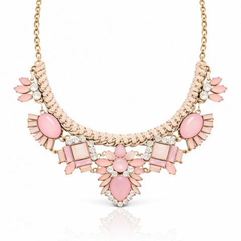 Różowy Naszyjnik Damski Kolia z Kryształkami - Elegancki i Na Co Dzień
