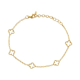 Bransoletka na rękę stal chirurgiczna pozłacana 14k złotem, koniczynka BST1594