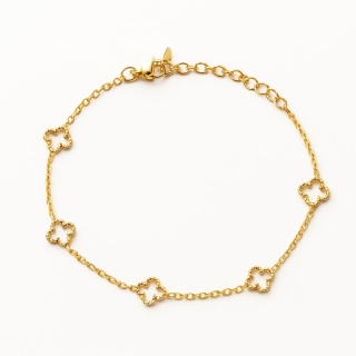 Bransoletka na rękę stal chirurgiczna pozłacana 14k złotem, koniczynka BST1594