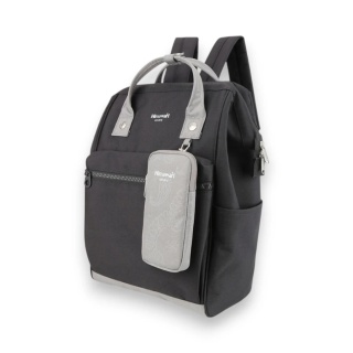 Czarno-szary plecak podróżny zamykany na bezpieczny suwak - Himawari