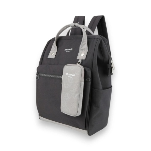 Czarno-szary plecak podróżny zamykany na bezpieczny suwak - Himawari