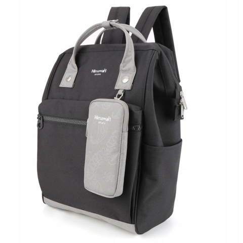 Czarno-szary plecak podróżny zamykany na bezpieczny suwak - Himawari