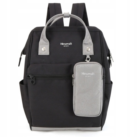 Czarno-szary plecak podróżny zamykany na bezpieczny suwak - Himawari