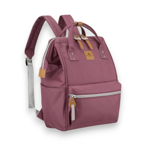 Fioletowy plecak damski z poliestru z miejscem na laptopa i portem USB - Peterson