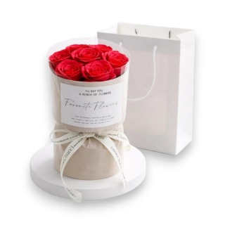 Flower box, bukiet zapachowych kwiatów mydlanych w pudełku, LED 7szt. BUK27CZE