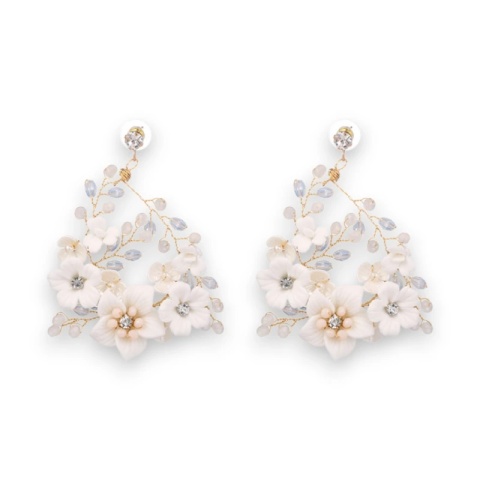 Kolczyki ślubne BOHO wizytowe wiszące z kryształkami stal szlachetna KOLS01