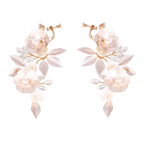 Kolczyki ślubne BOHO wizytowe wiszące z kryształkami stal szlachetna KOLS08