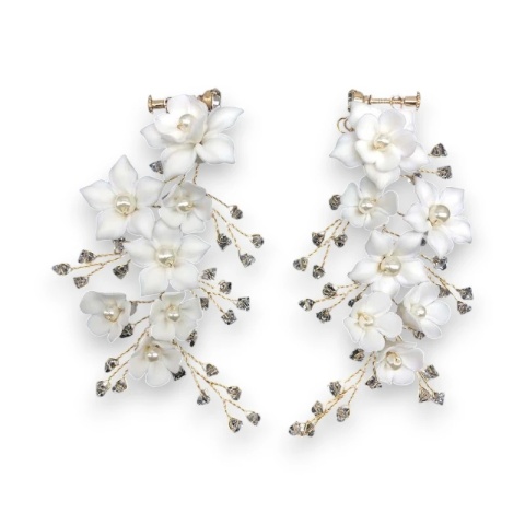 Kolczyki ślubne BOHO wizytowe wiszące z kryształkami stal szlachetna KOLS14