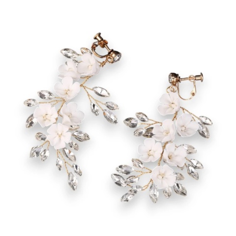 Kolczyki ślubne BOHO wizytowe wiszące z kryształkami stal szlachetna KOLS16