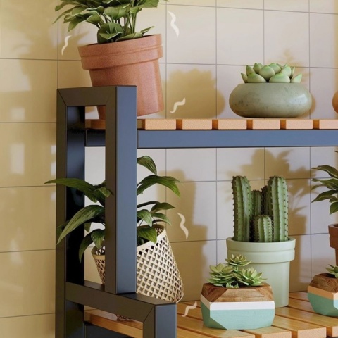 Kwietnik, regał, stojak na kwiaty 3 poziomowy, 80 x 40 x 95cm, czarny SZ46CZ