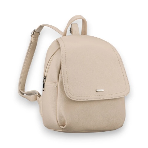 Miejski plecak damski ze skóry ekologicznej w ciemnobeżowym kolorze - Rovicky