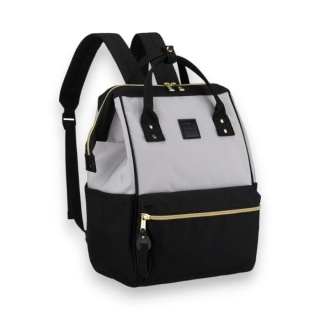 Plecak damski z poliestru w szaro-czarnym kolorze, idealny na bagaż podręczny - Peterson