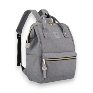 Plecak damski z poliestru w szarym kolorze zamykany bezpiecznym suwakiem - Peterson