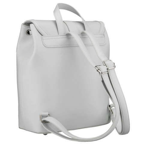 Pojemny plecak damski ze skóry ekologicznej w szarym kolorze wyposażony w nóżki ochronne - Rovicky