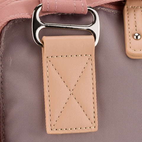 Różowo-szary plecak damski z poliestru i skóry ekologicznej, jednokomorowy - Peterson