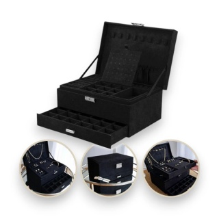 Szkatułka na biżuterię kuferek etui organizer czerń PD119CZ
