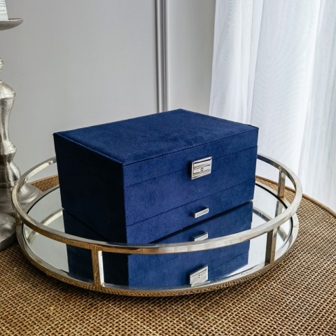 Szkatułka na biżuterię kuferek etui organizer kobalt PD119GRAN
